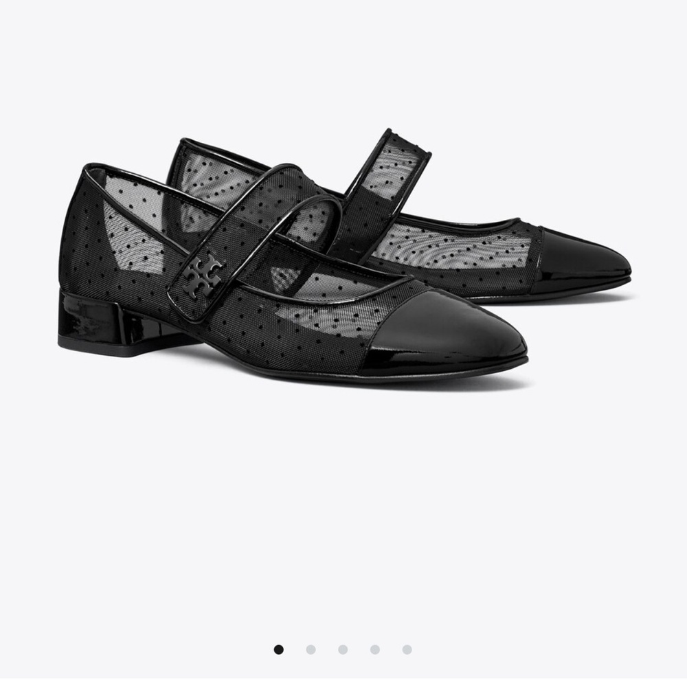 Tory Burch Black Elegant Mesh Flats